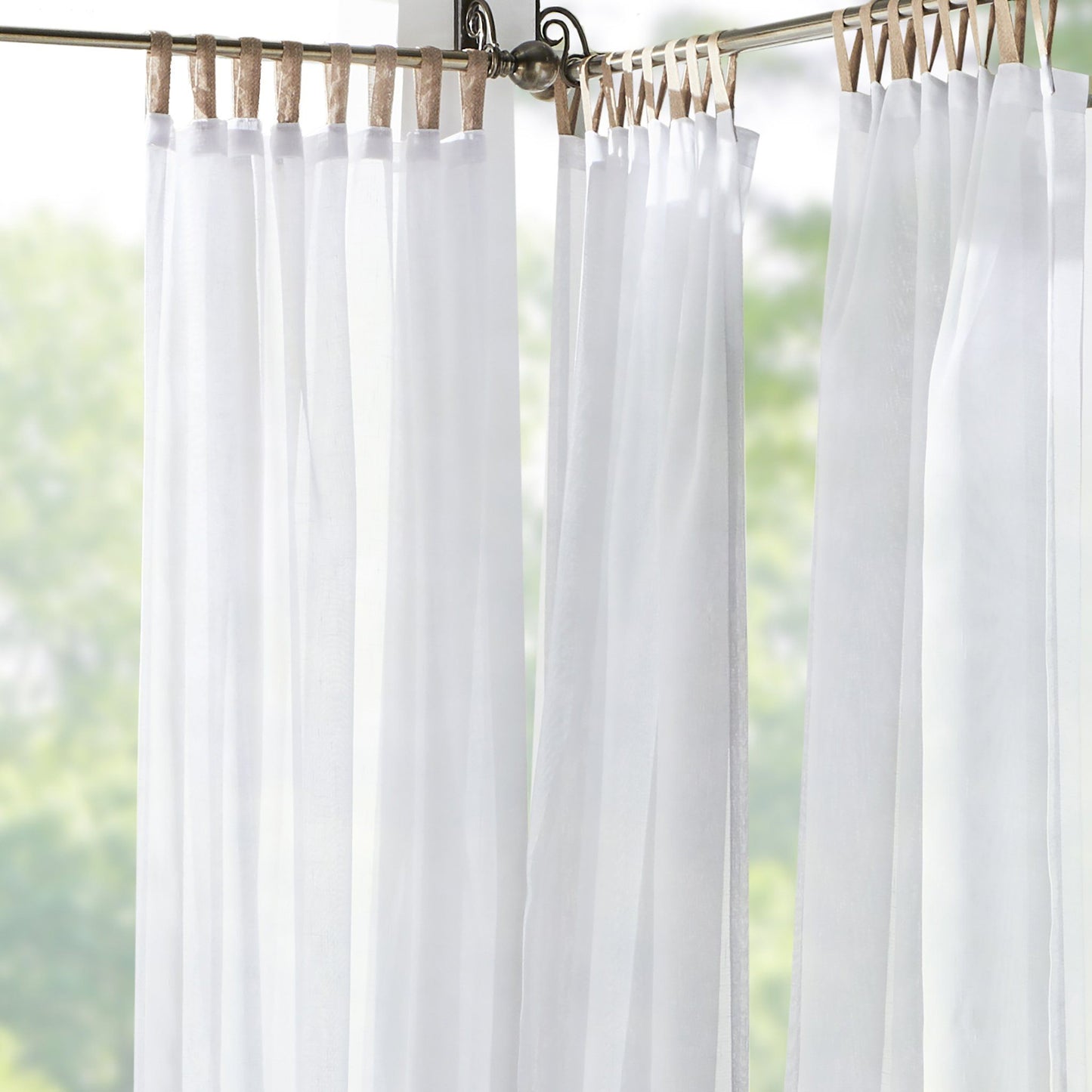 Darien Solid Indoor/Outdoor Sheer Tab Top Window Curtain Panel-Elrene Home Fashions