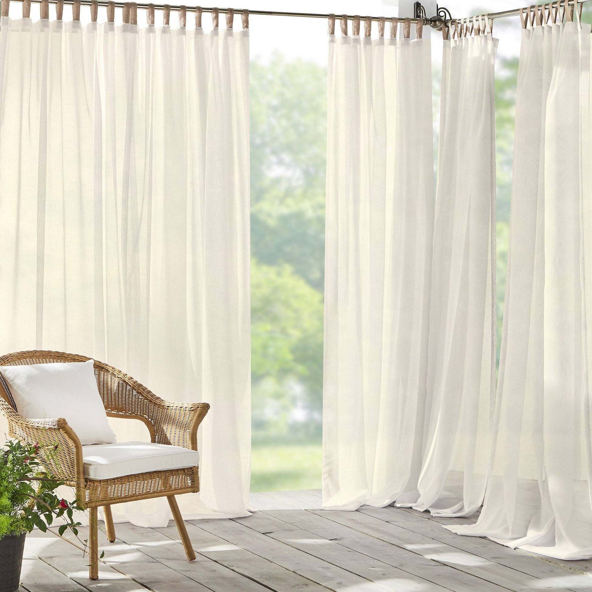 Darien Solid Indoor/Outdoor Sheer Tab Top Window Curtain Panel-Elrene Home Fashions