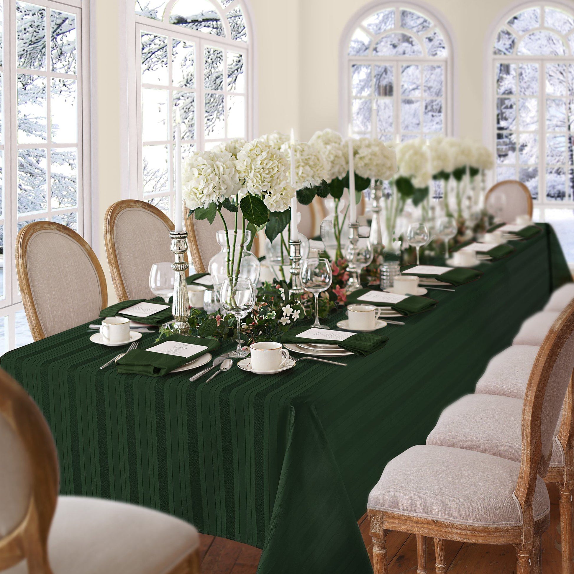 green stripe tablecloth