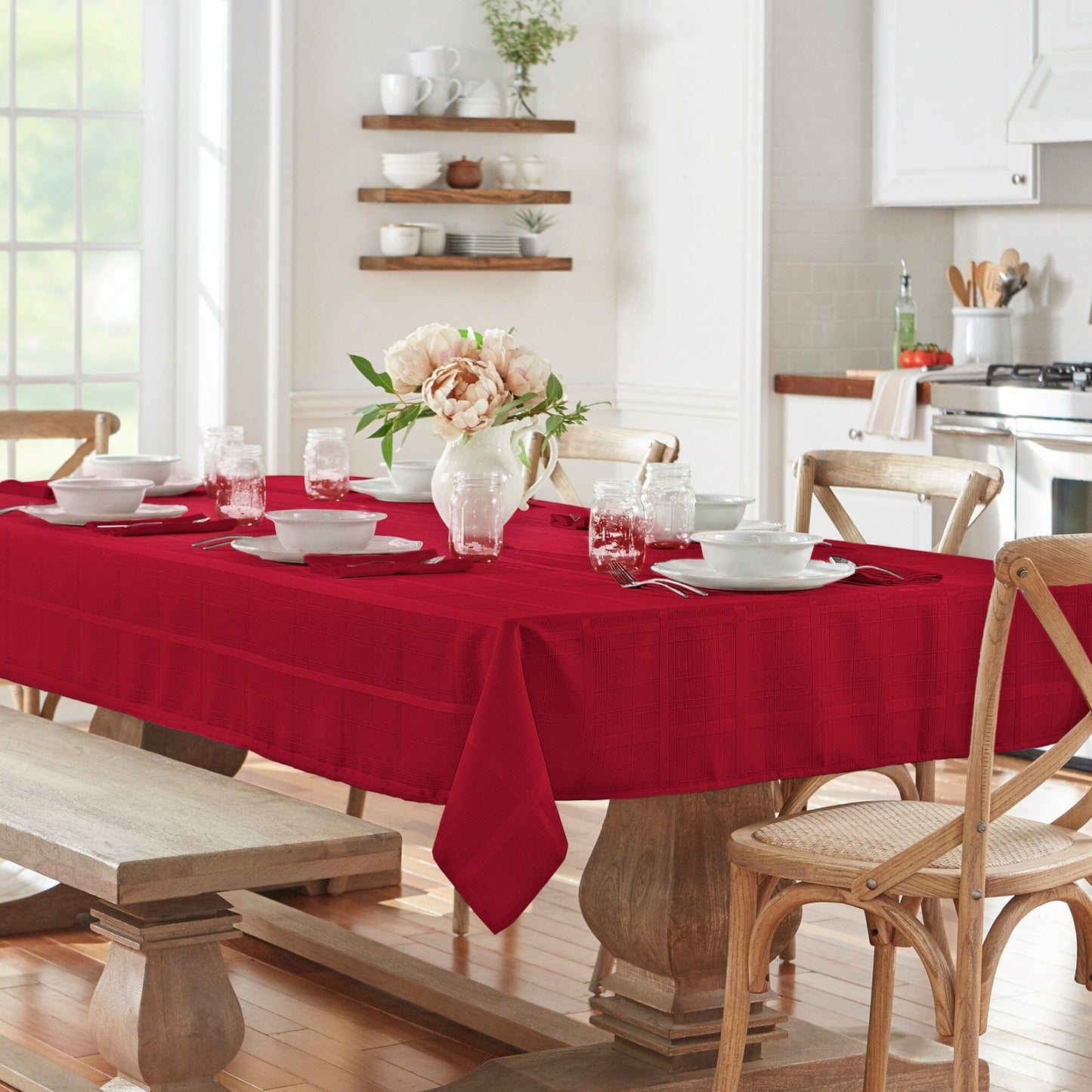 Elegance Plaid Jacquard Tablecloth