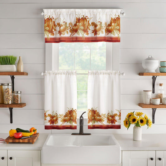 Autumn Pumpkin Grove Fall Tier Set and Valance-Elrene Home Fashions