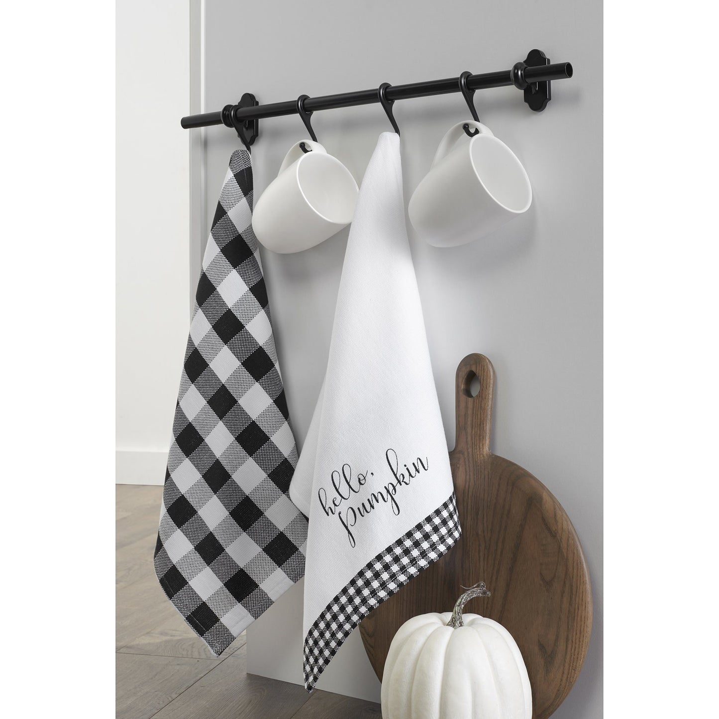 Elrene Farmhouse Living Sentiments Black/White Kitchen Towels (Set