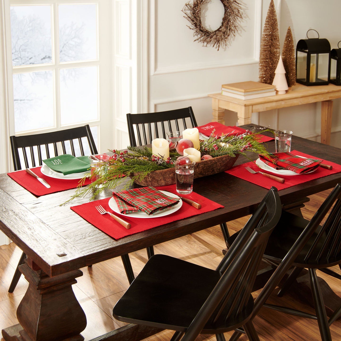 Holiday Christmas Sentiments Placemat and Napkin Value Set of 8 (4 of Each)