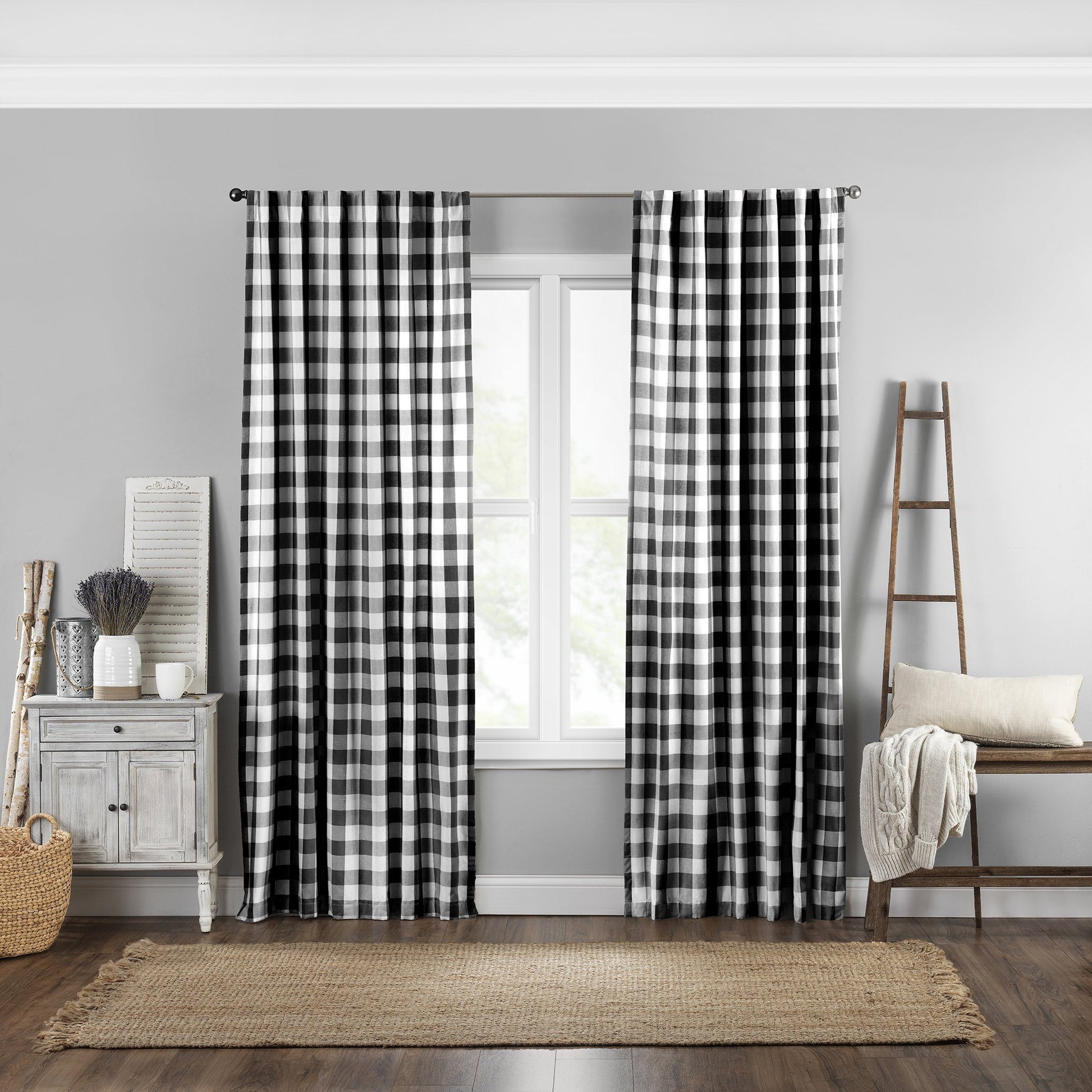 Farmhouse Living Buffalo Check Window Curtain-Elrene Home Fashions