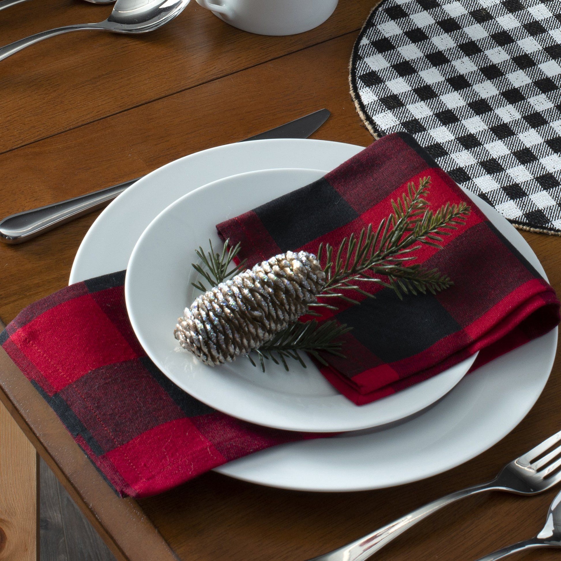 Farmhouse Living Buffalo Check Napkins, Set of 4-Elrene Home Fashions