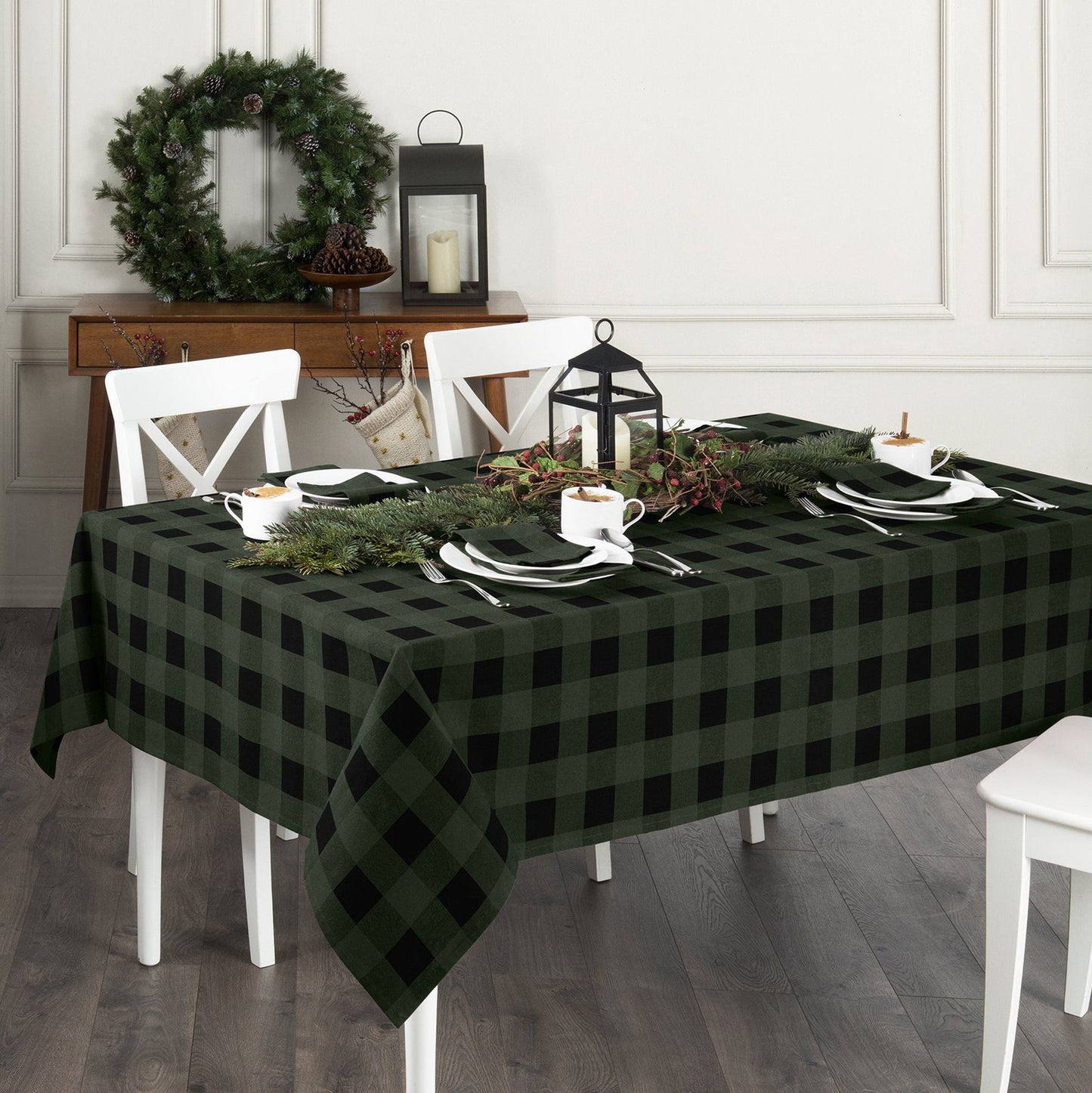 Farmhouse Living Holiday Buffalo Check Tablecloth-Elrene Home Fashions