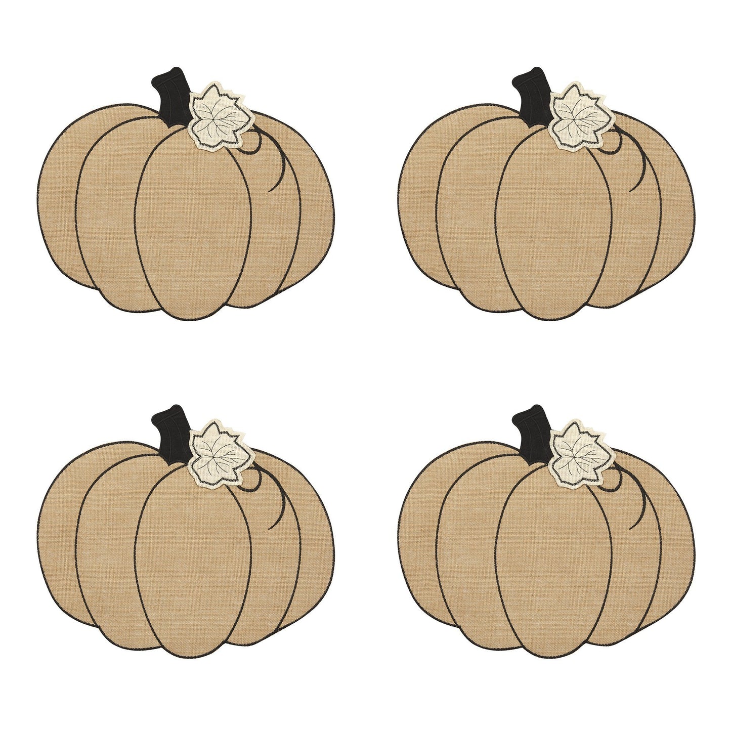 Burlap Pumpkin Placemat, Set of 4