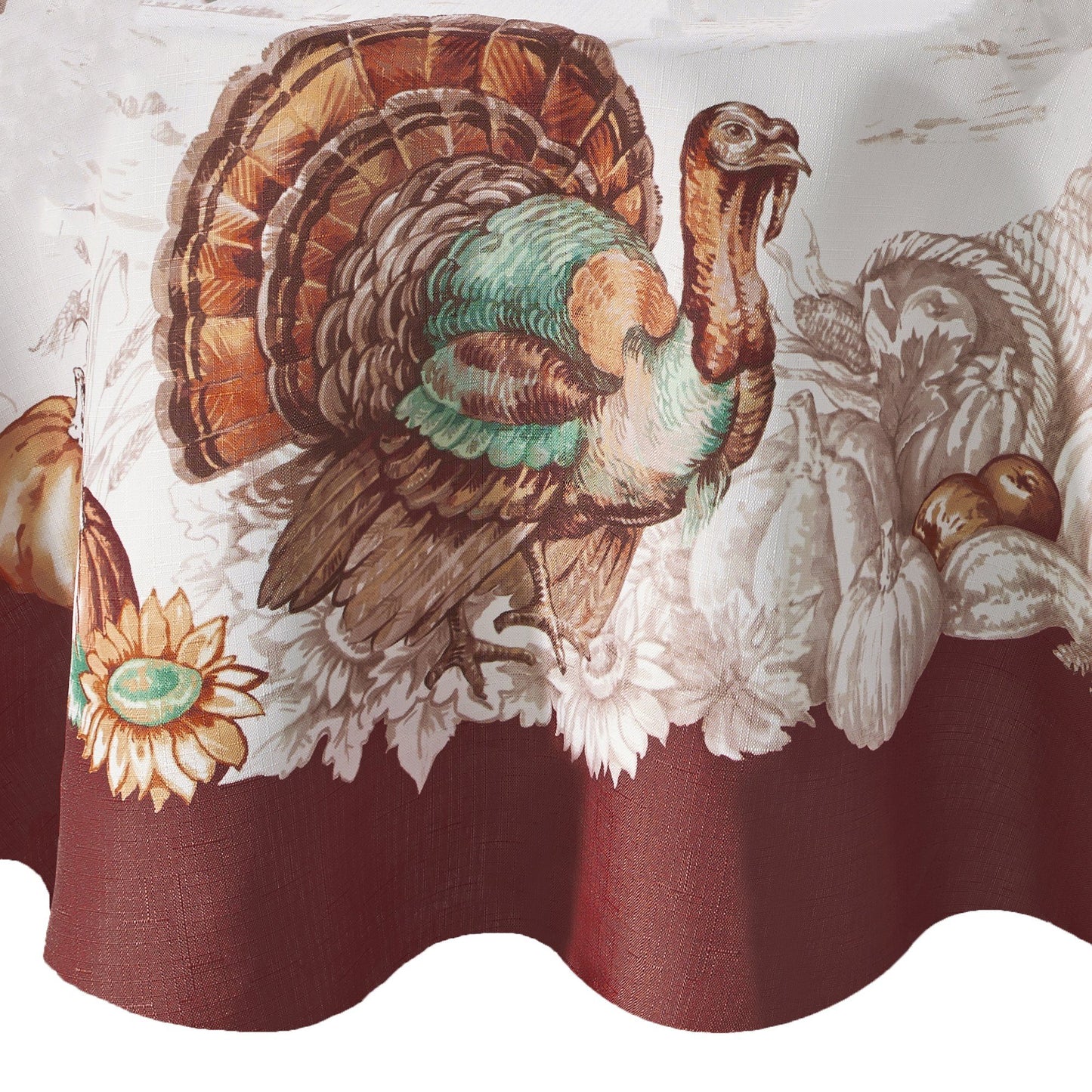 Holiday Turkey Bordered Fall Tablecloth