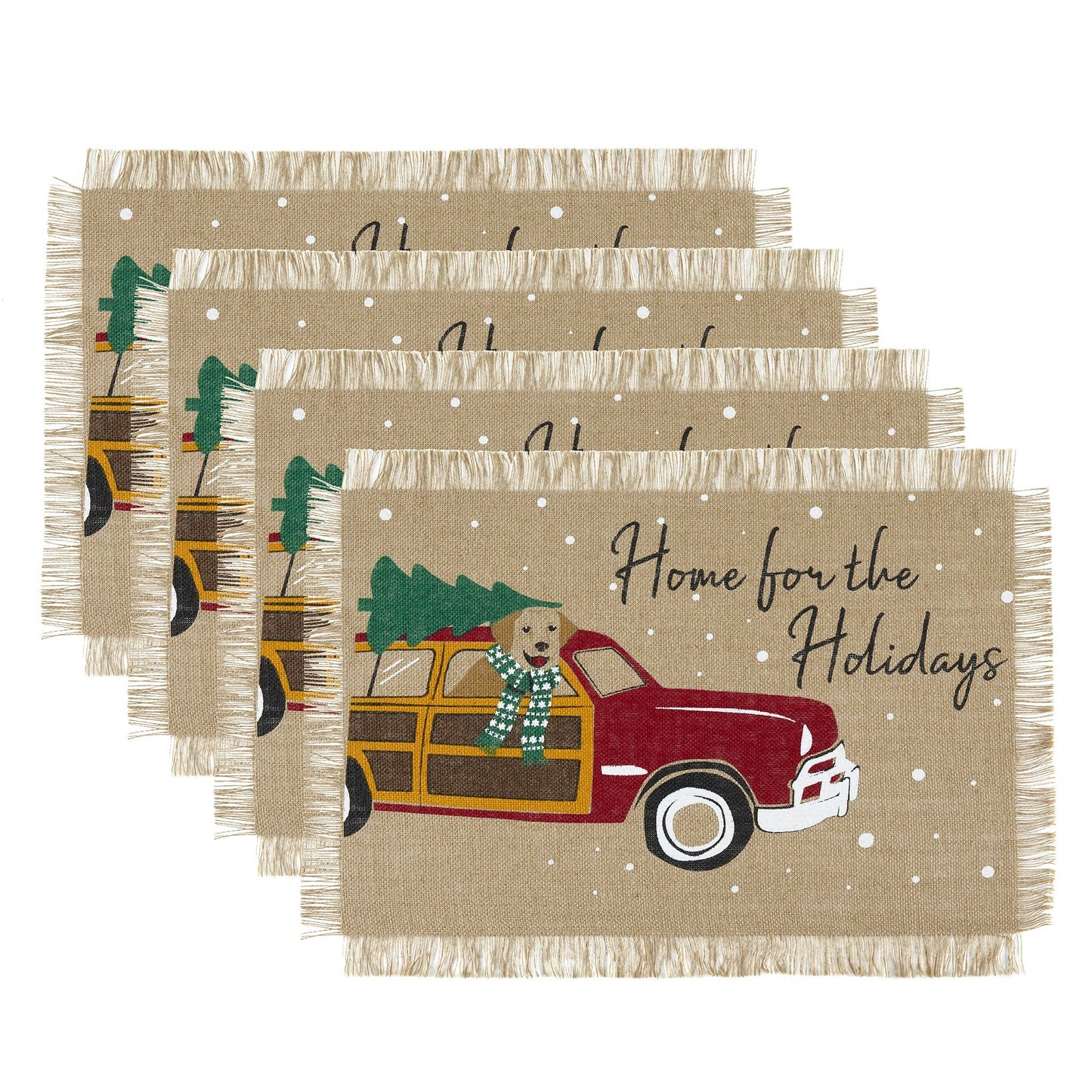 Home For the Holidays Burlap Placemat, Set of 4