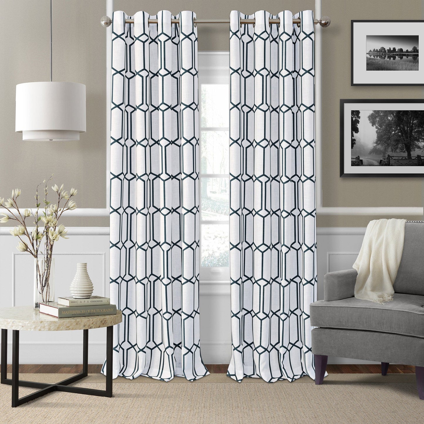 Kaiden Geometric Room Darkening Window Curtain