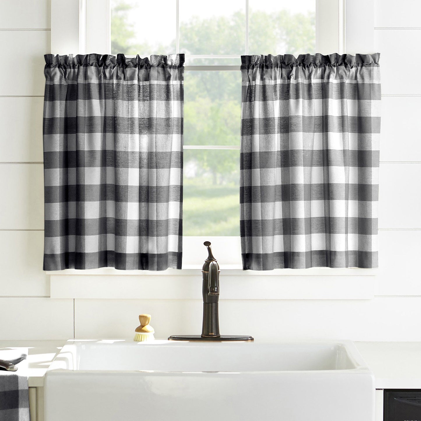 Farmhouse Living Buffalo Check Kitchen Window Collection