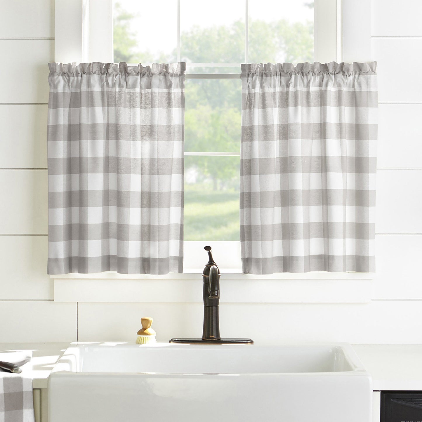 Farmhouse Living Buffalo Check Kitchen Window Collection