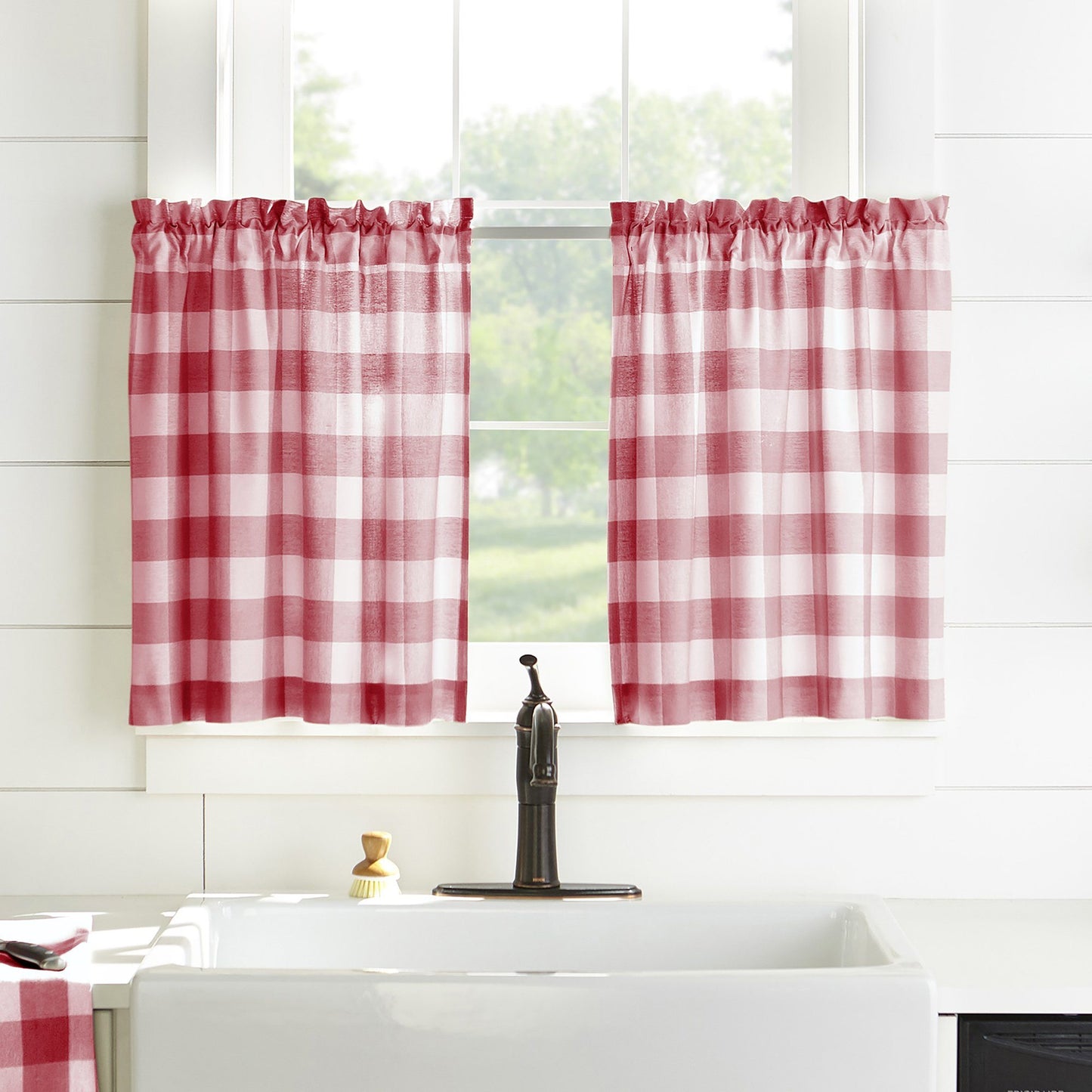 Farmhouse Living Buffalo Check Kitchen Window Collection