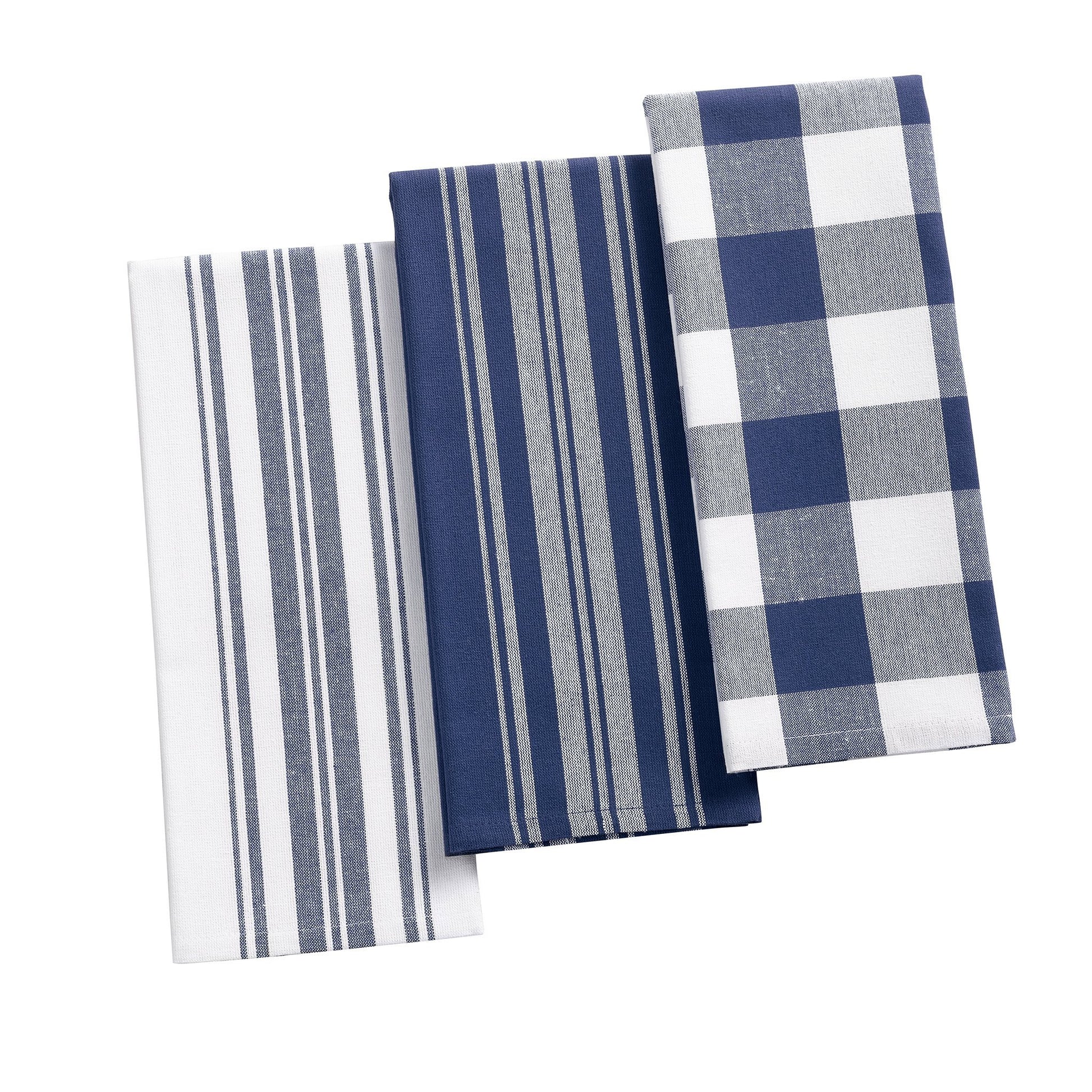 Farmhouse Living Stripe and Check Kitchen Towels, Set of 3