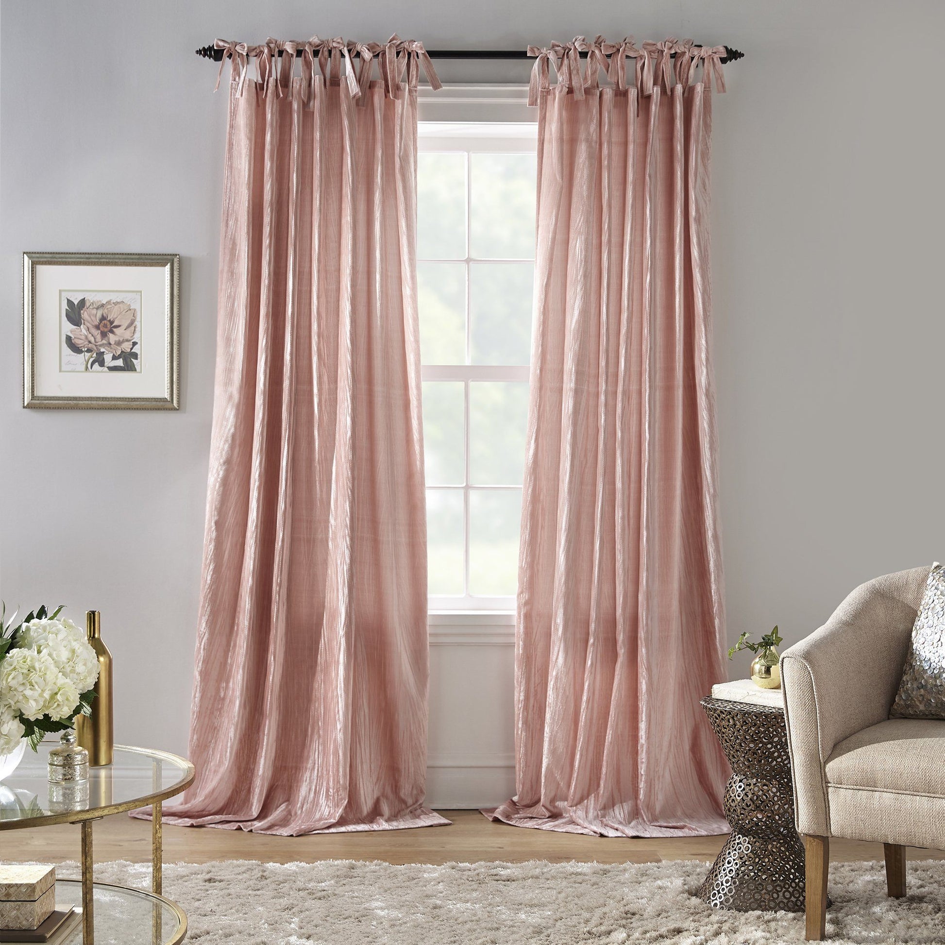 Korena Tie-Top Crushed Velvet Window Curtain-Elrene Home Fashions