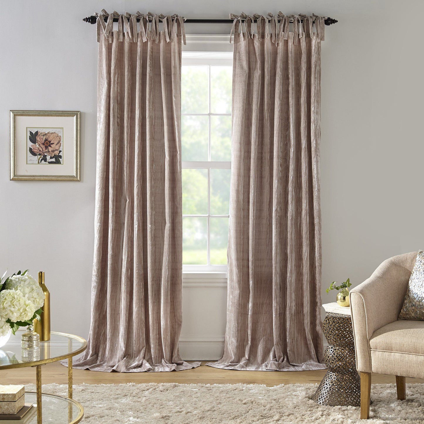 Korena Tie-Top Crushed Velvet Window Curtain-Elrene Home Fashions