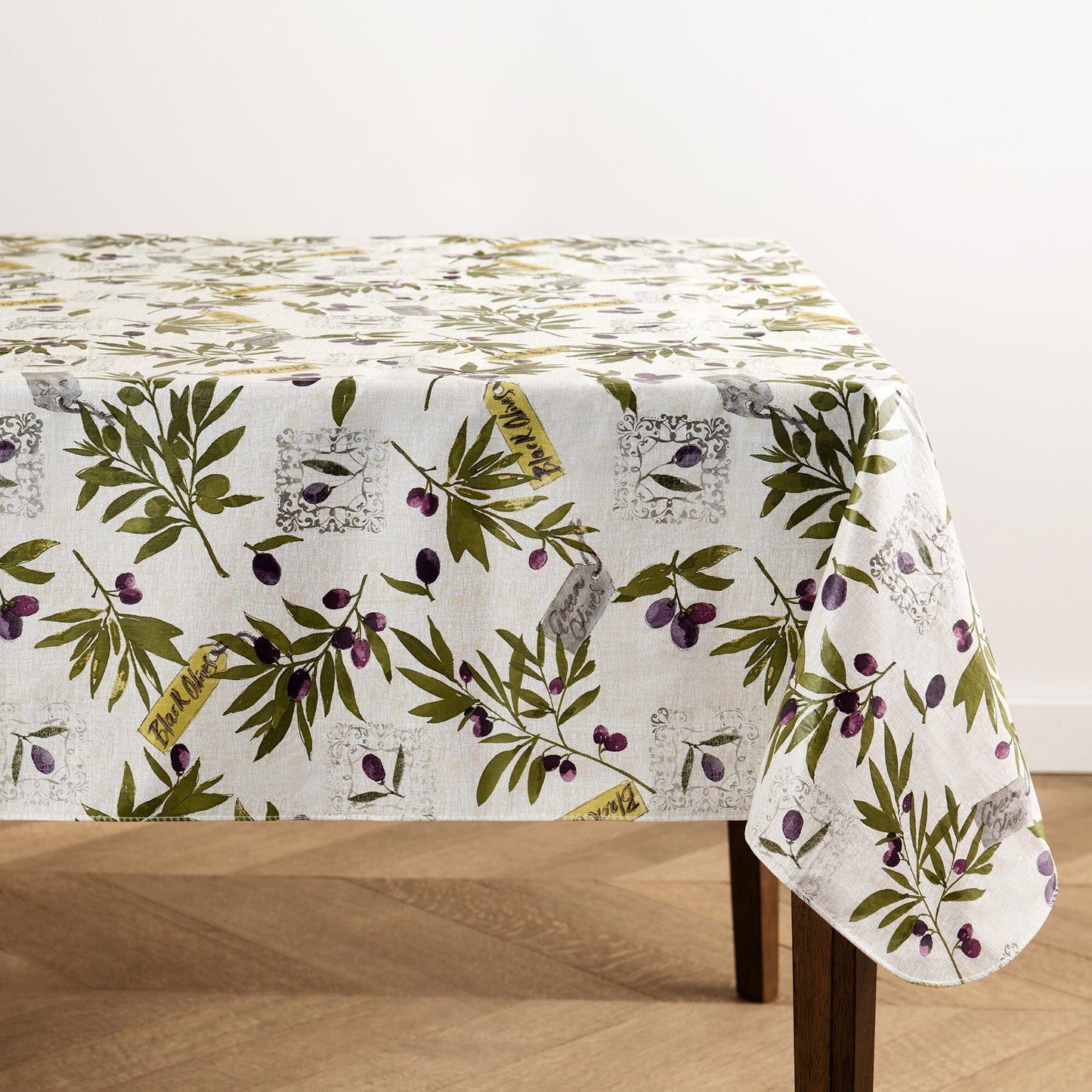 Montalcino Italian Olive Branches Printed Vinyl Indoor/Outdoor Tablecloth