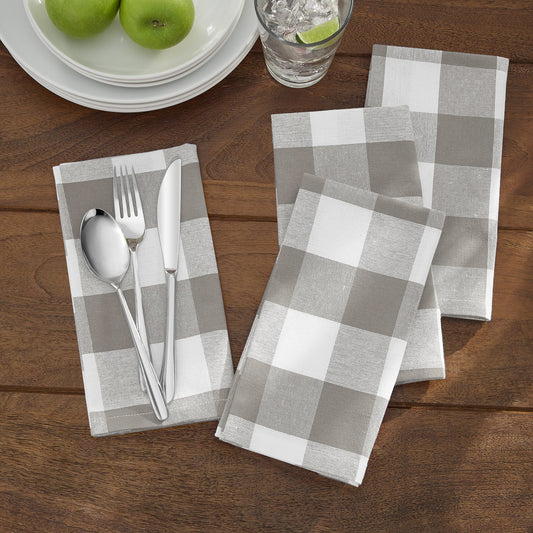 Everyday Casual Prints Assorted Cotton Fabric Napkins Set of 24 - Gray - Elrene Home Fashions