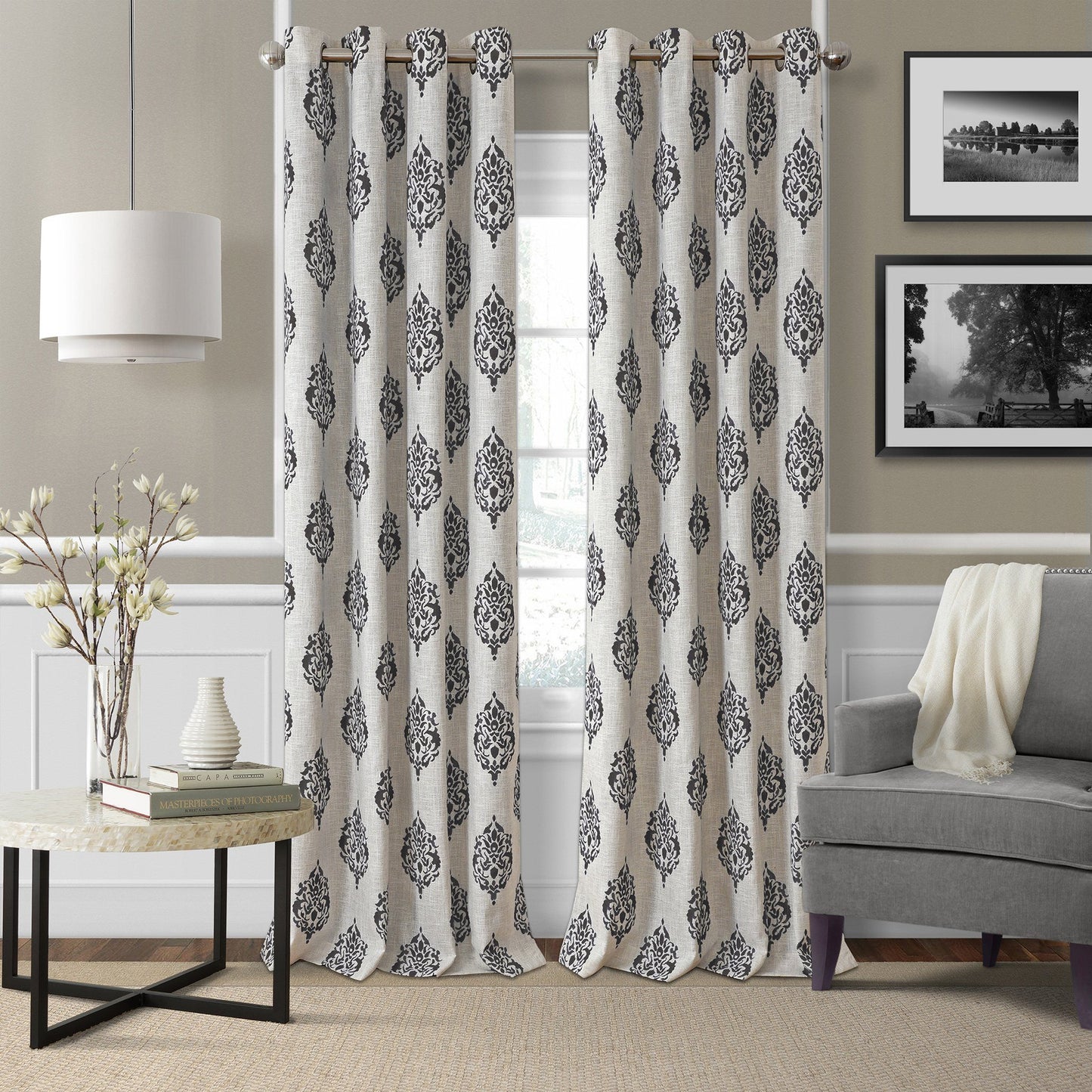 Navara Medallion Room Darkening Window Curtain