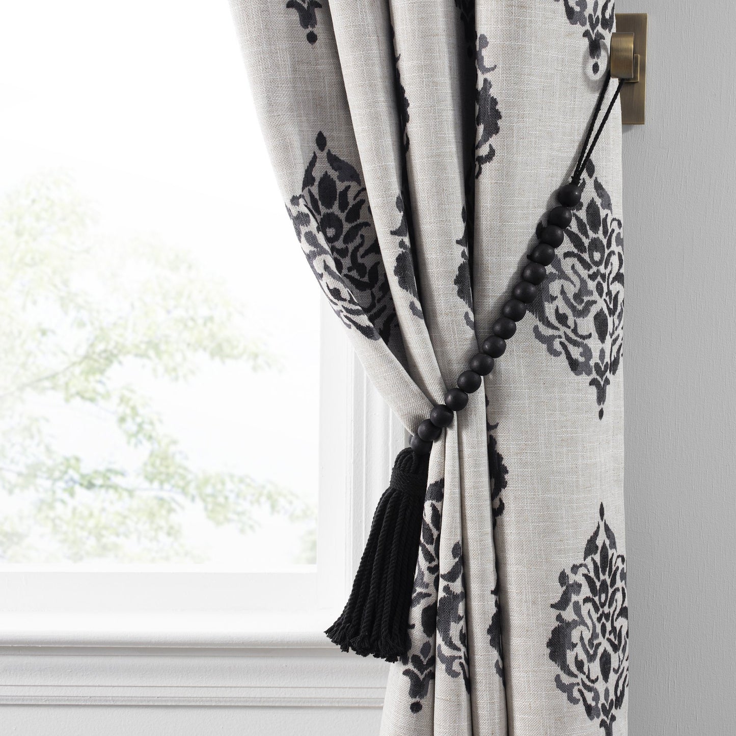 Nomad Decorative Wooden Fringe Tassel Window Curtain Tieback-Elrene Home Fashions