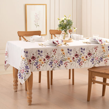 Poppy Wildflower Bordered Tablecloth