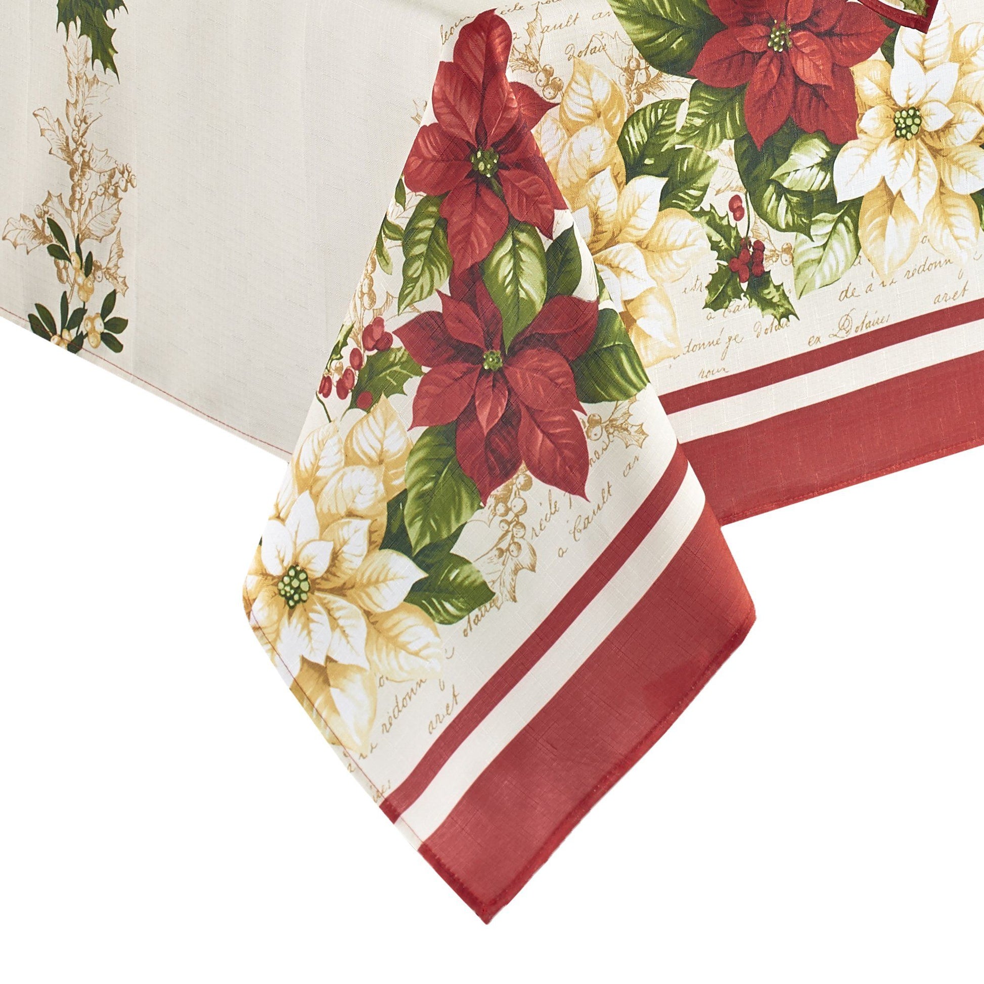 Red and White Poinsettias Tablecloth