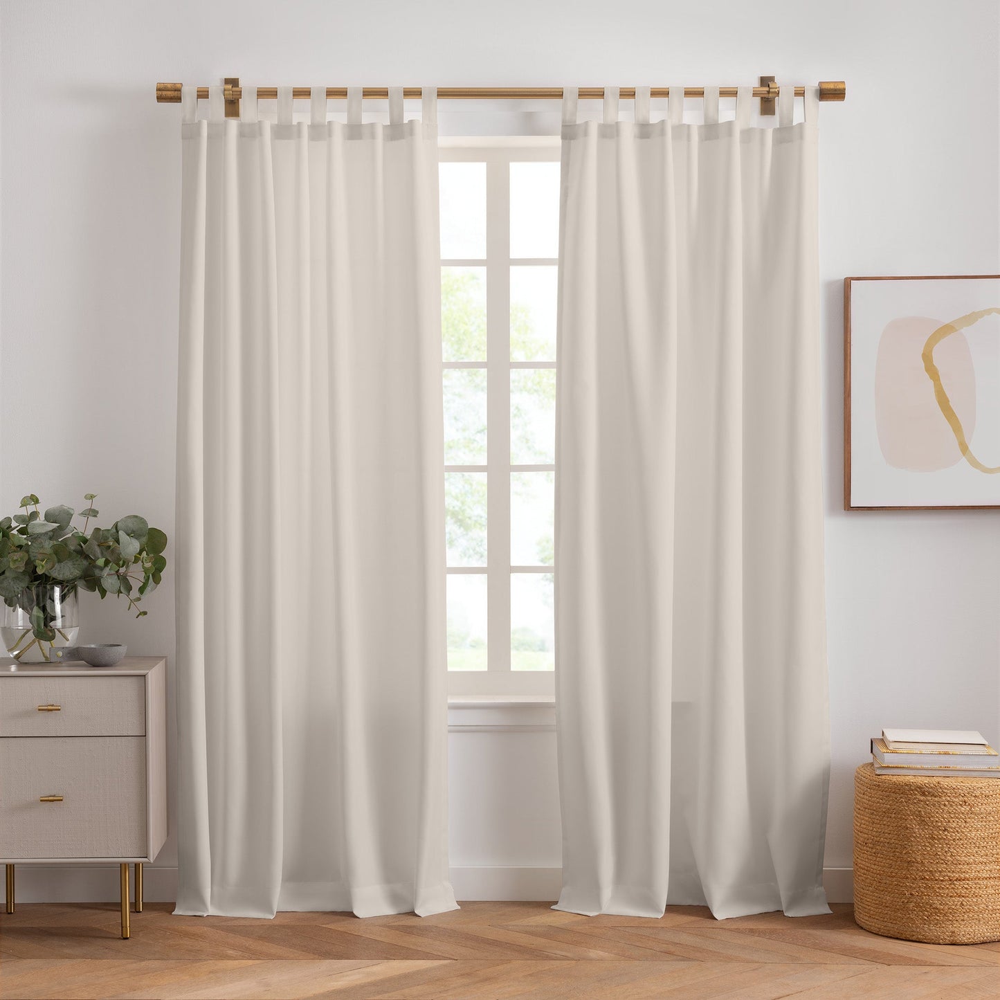 Rhodes Solid Tab-Top Window Curtain, Set of 2