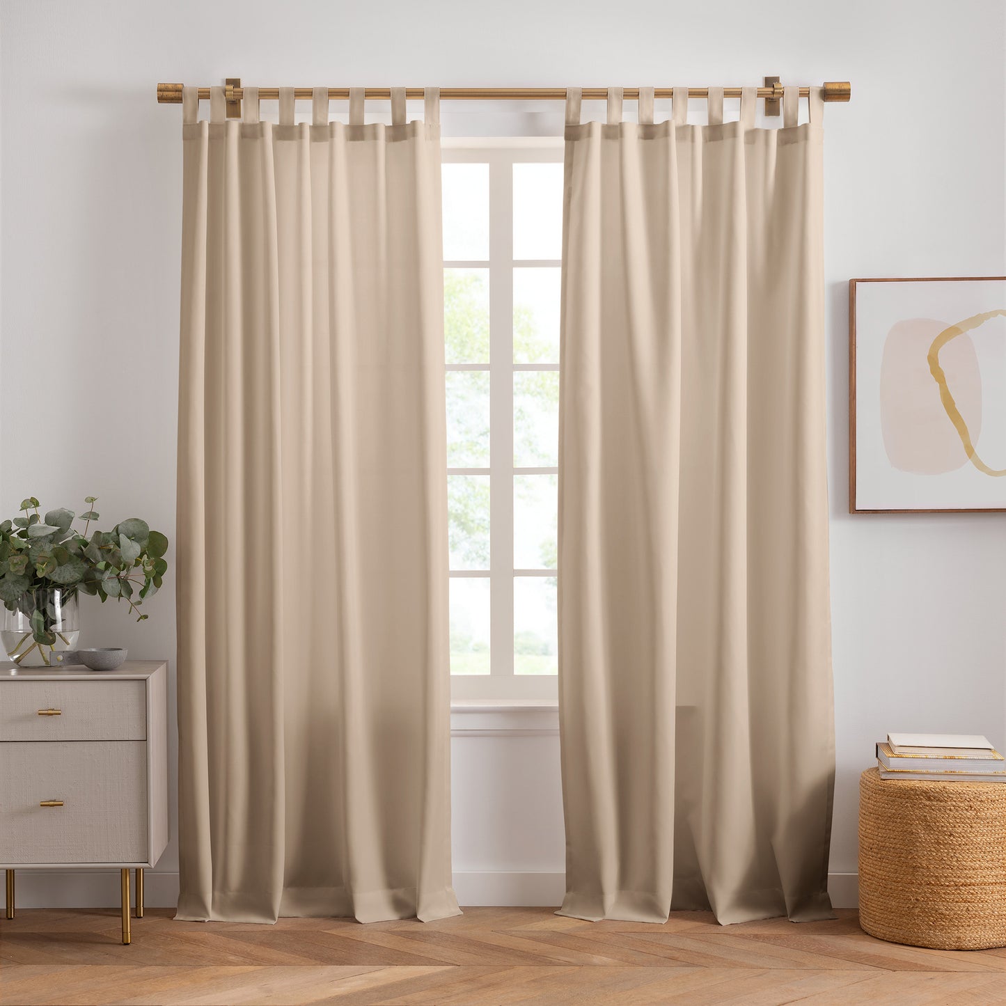 Rhodes Solid Tab-Top Window Curtain, Set of 2