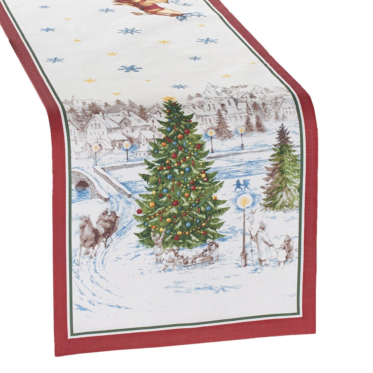 Camino de mesa con paseo en trineo nevado de Papá Noel