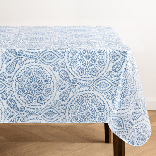 Savannah Boho Paisley Printed Vinyl Indoor/Outdoor Tablecloth