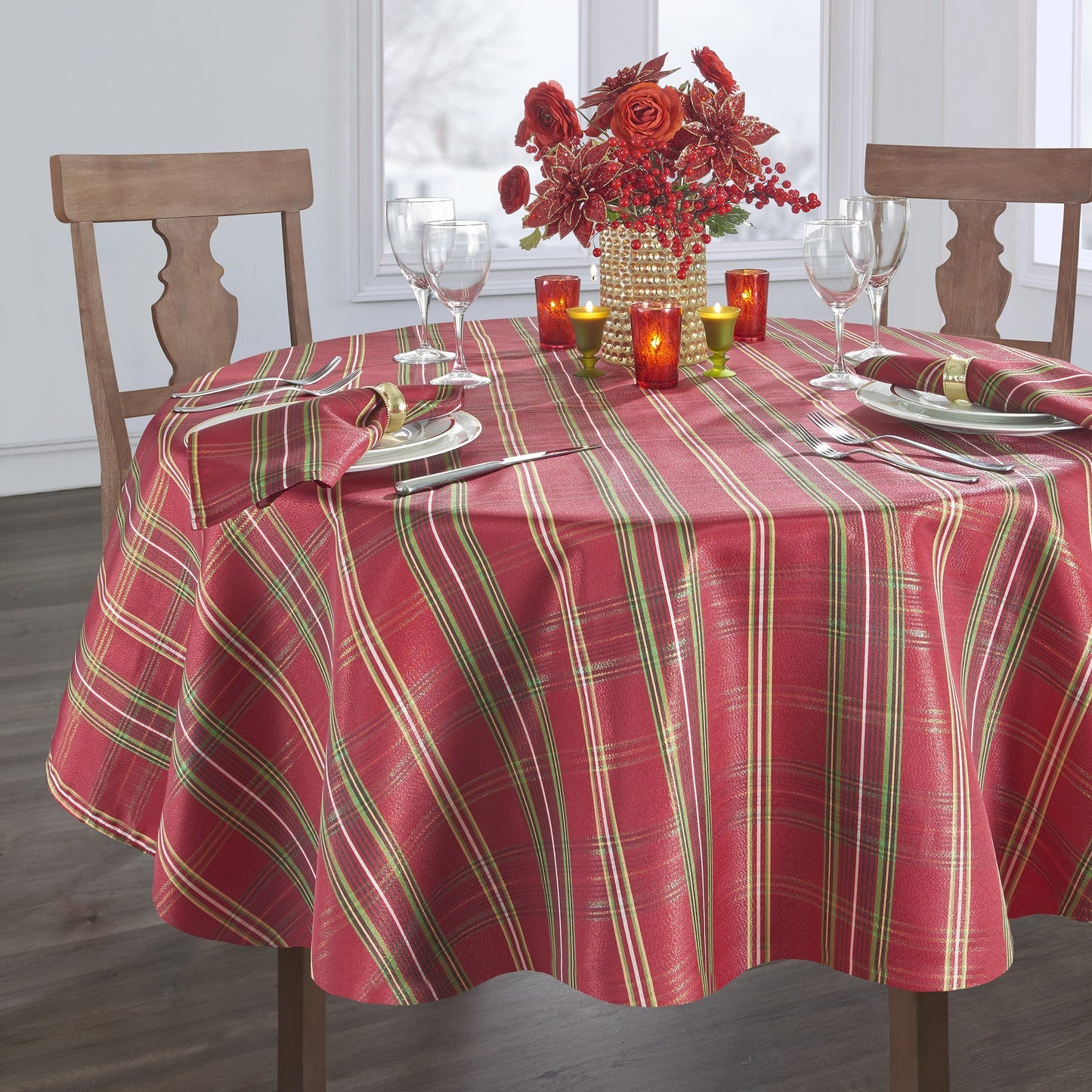 Shimmering Plaid Tablecloth