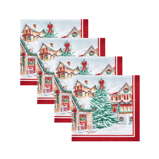 Storybook Christmas Village Holiday Napkin Set of 4