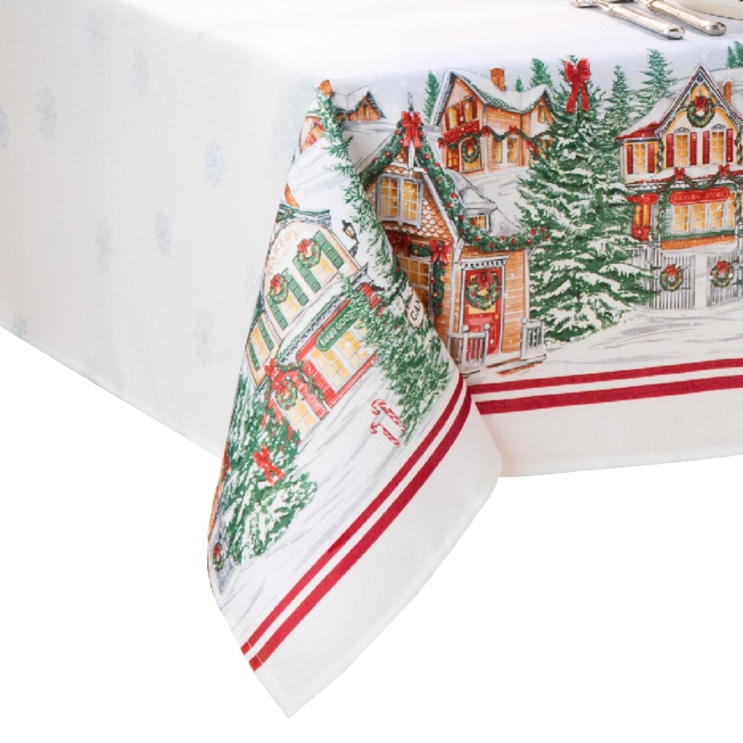 Storybook Christmas Village Holiday Tablecloth