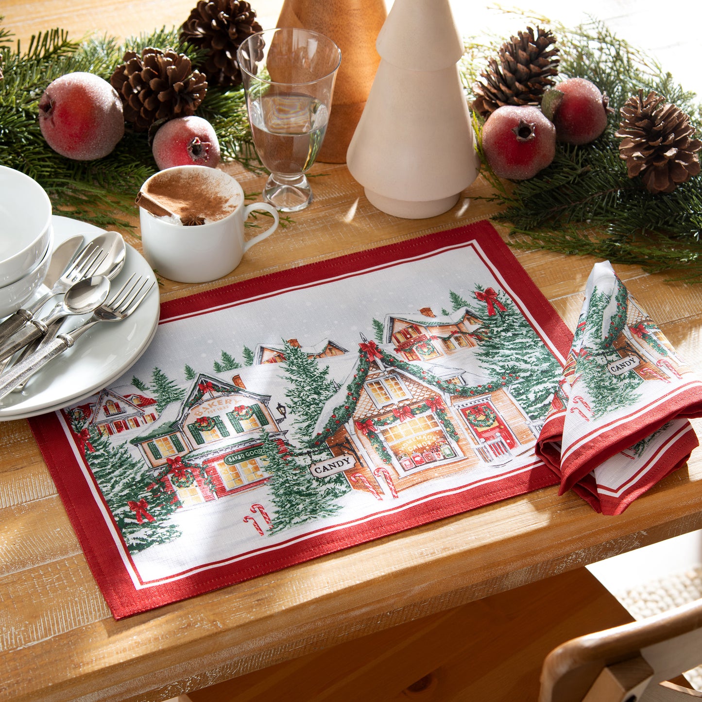 Storybook Christmas Village Holiday Placemat Set of 4