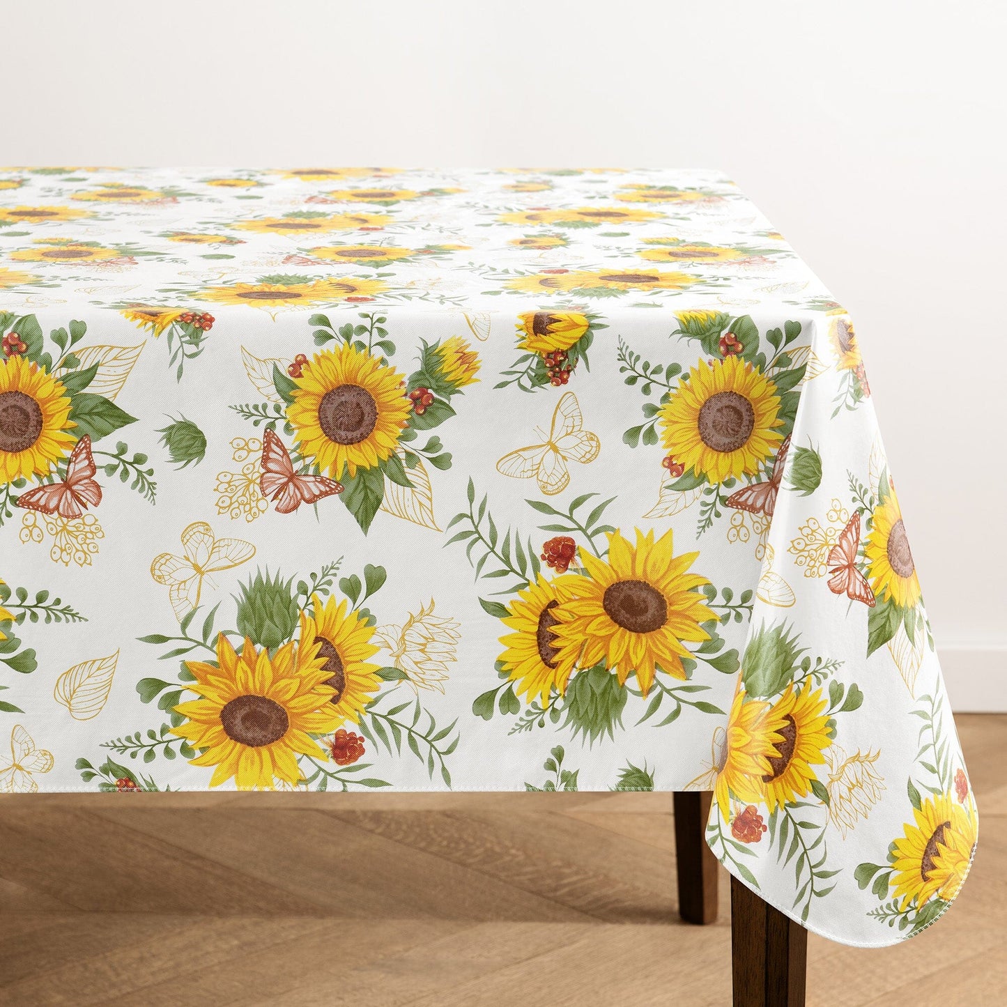 Sunflower Season Vintage Floral Printed Vinyl Indoor/Outdoor Tablecloth