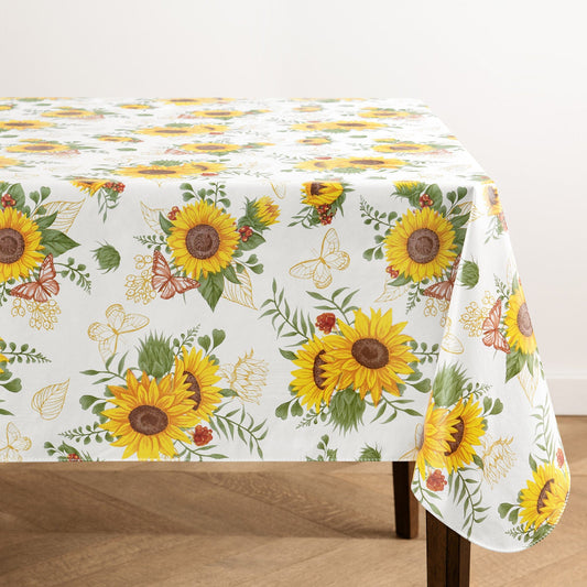 Sunflower Season Vintage Floral Printed Vinyl Indoor/Outdoor Tablecloth