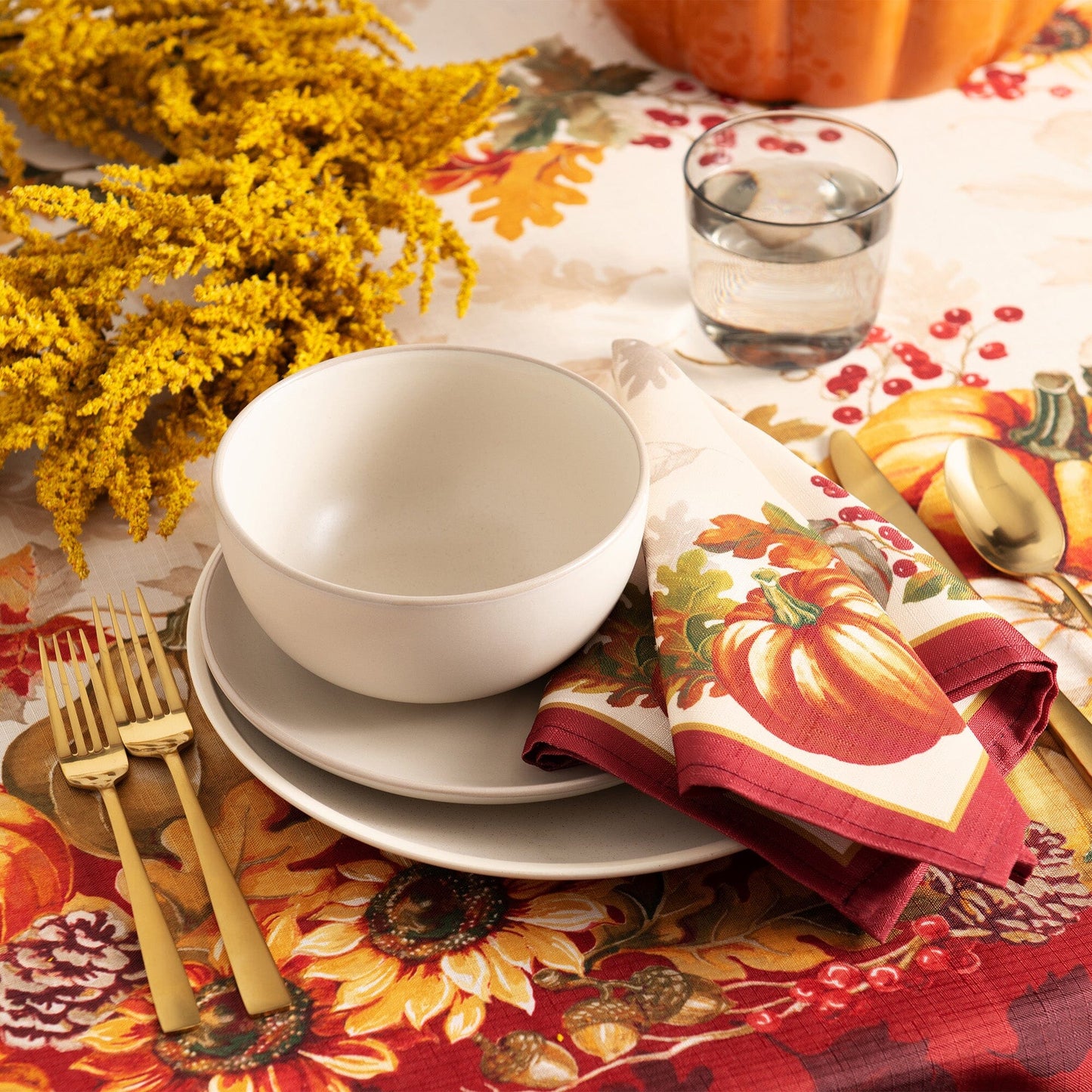 Swaying Leaves Bordered Fall Napkins, Set of 8