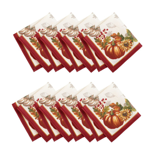 Swaying Leaves Bordered Fall Napkins, Set of 8