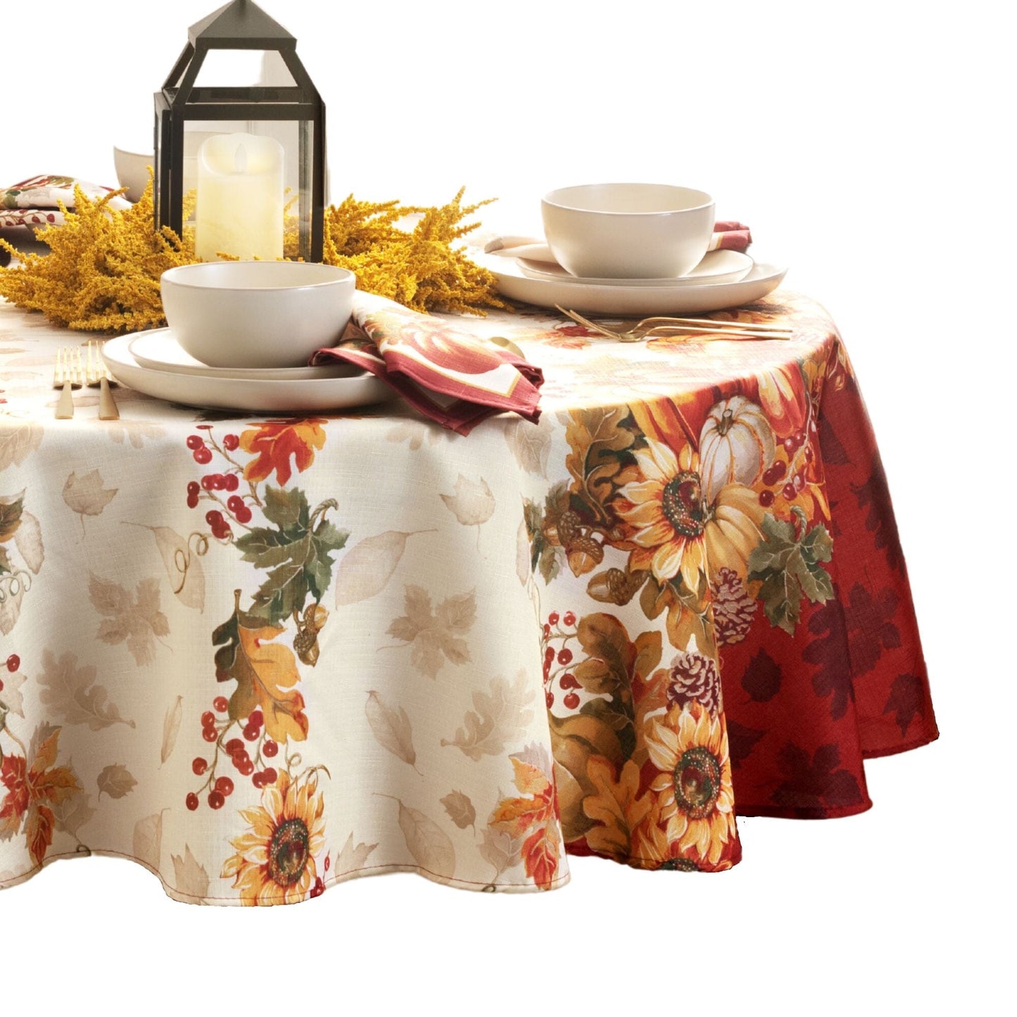 Swaying Leaves Bordered Fall Tablecloth
