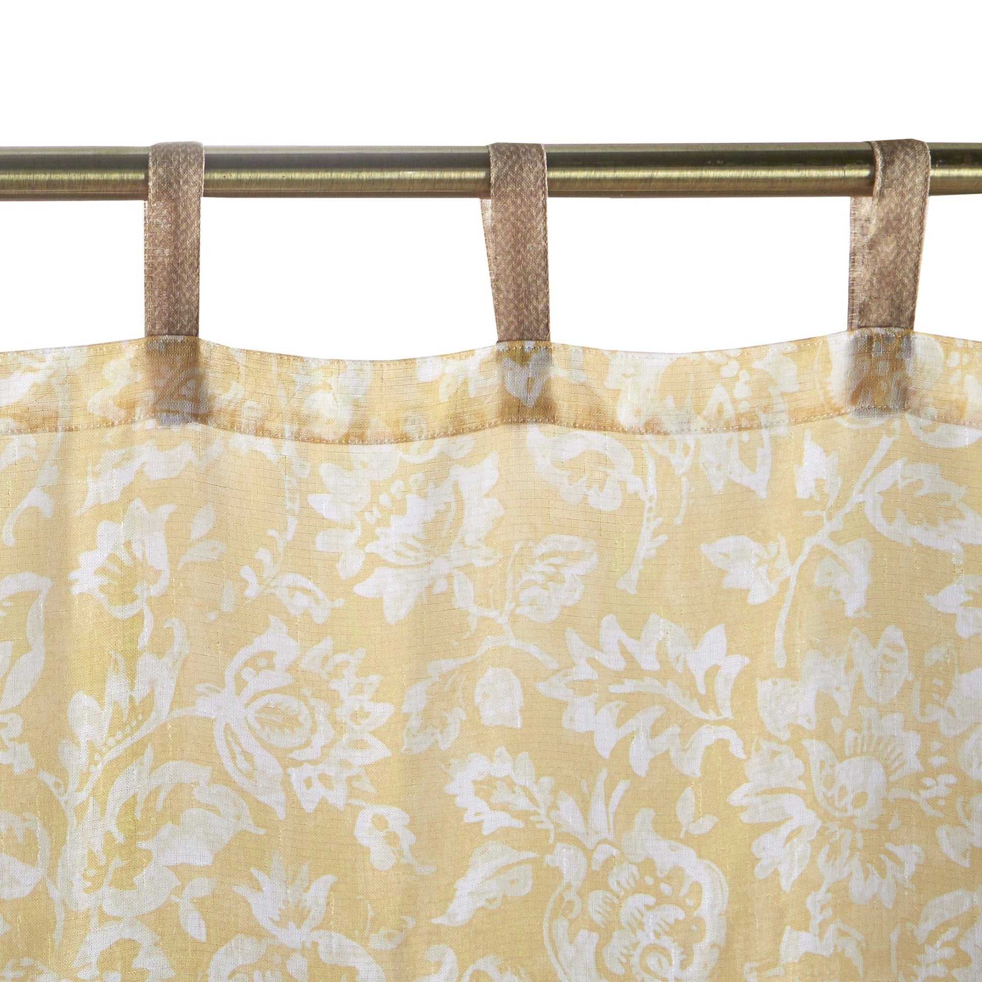 Verena Floral Indoor/Outdoor Sheer Tab Top Window Curtain Panel-Elrene Home Fashions