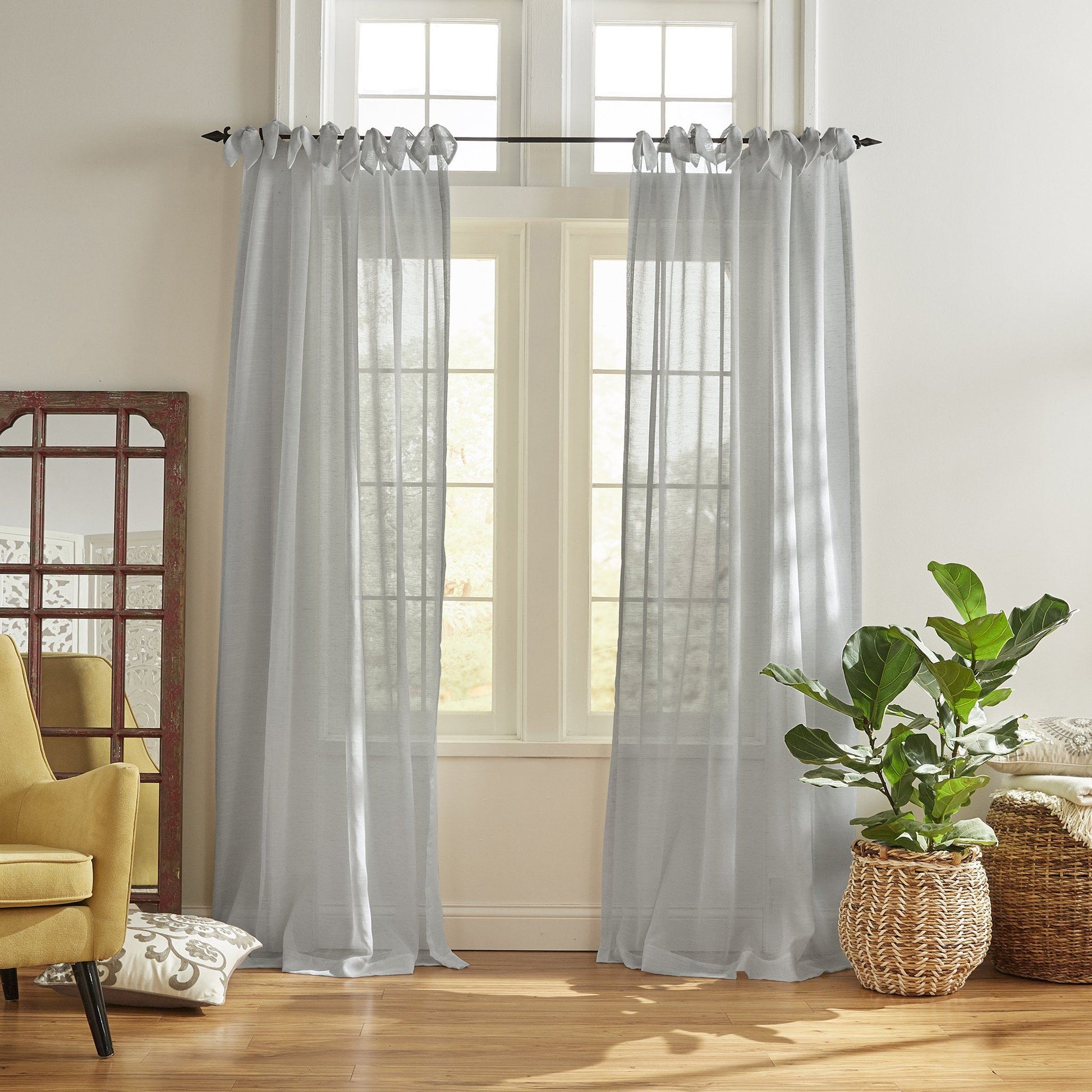 Vienna Tie-Top Sheer Window Curtain-Elrene Home Fashions