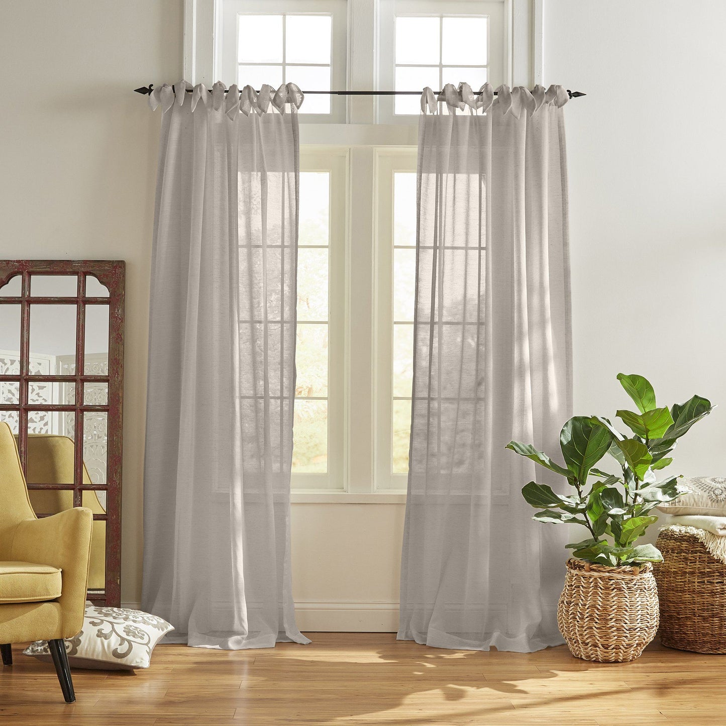 Vienna Tie-Top Sheer Window Curtain-Elrene Home Fashions