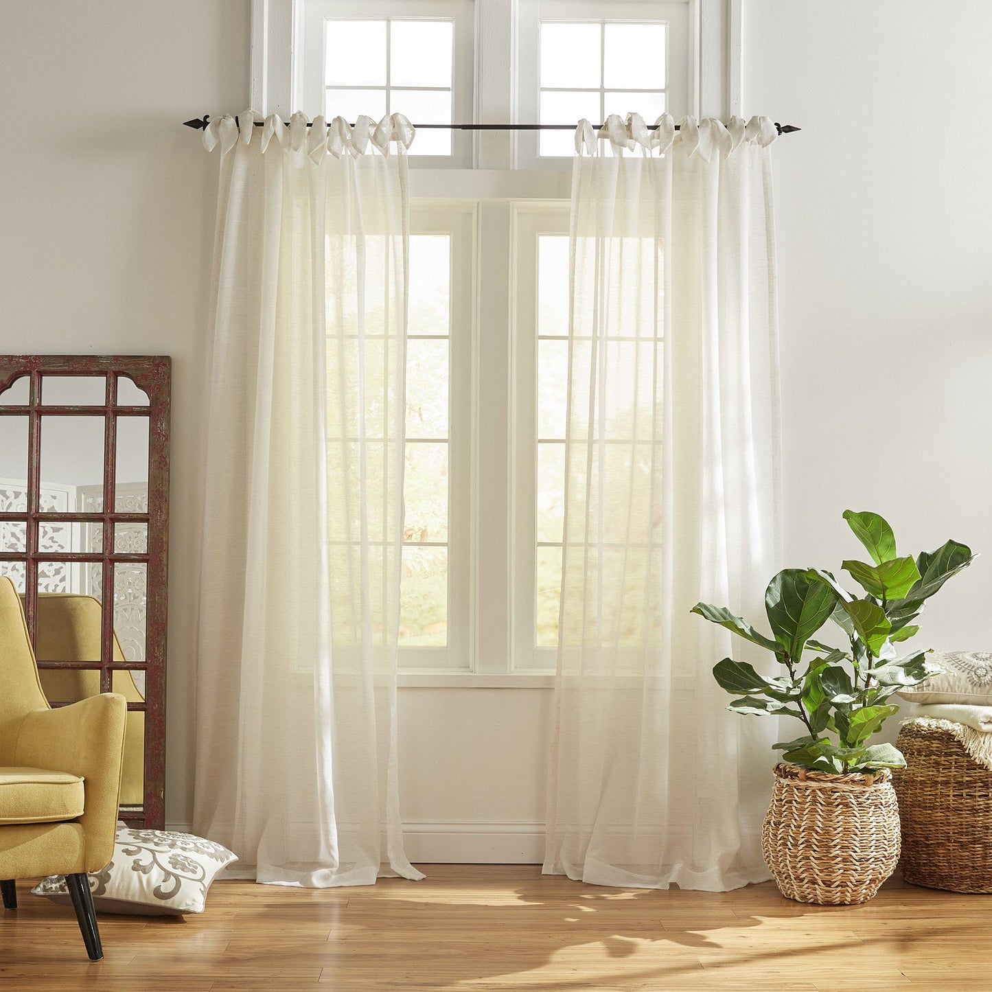 Vienna Tie-Top Sheer Window Curtain-Elrene Home Fashions