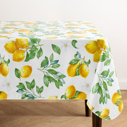 Vintage Lemon and Citrus Blooms Printed Vinyl Indoor/Outdoor Tablecloth