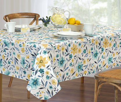 Watercolor Floral Vinyl Tablecloth - Clearance