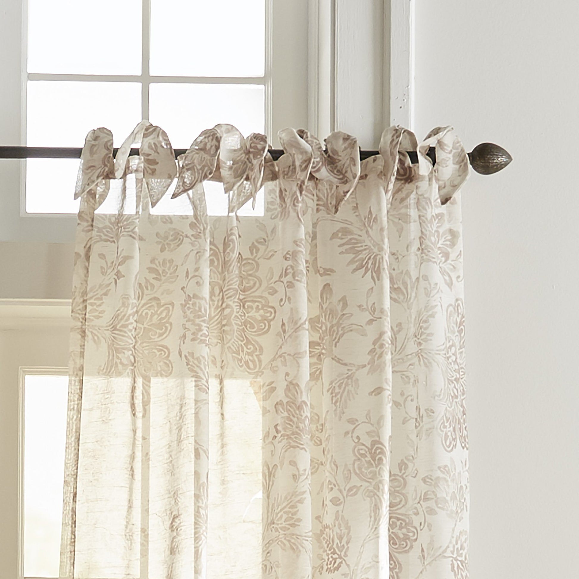 Westport Floral Tie-Top Sheer Window Curtain-Elrene Home Fashions