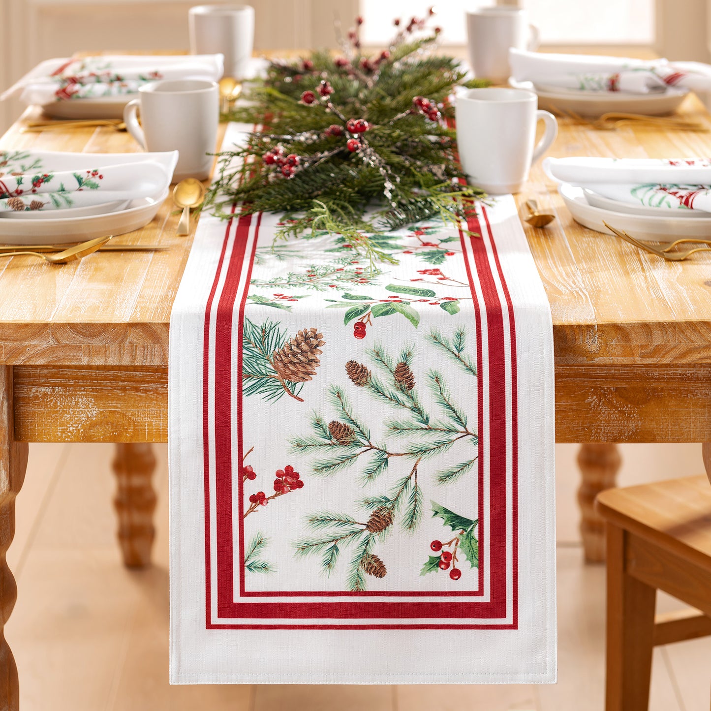 Winter Holiday Berry Table Runner