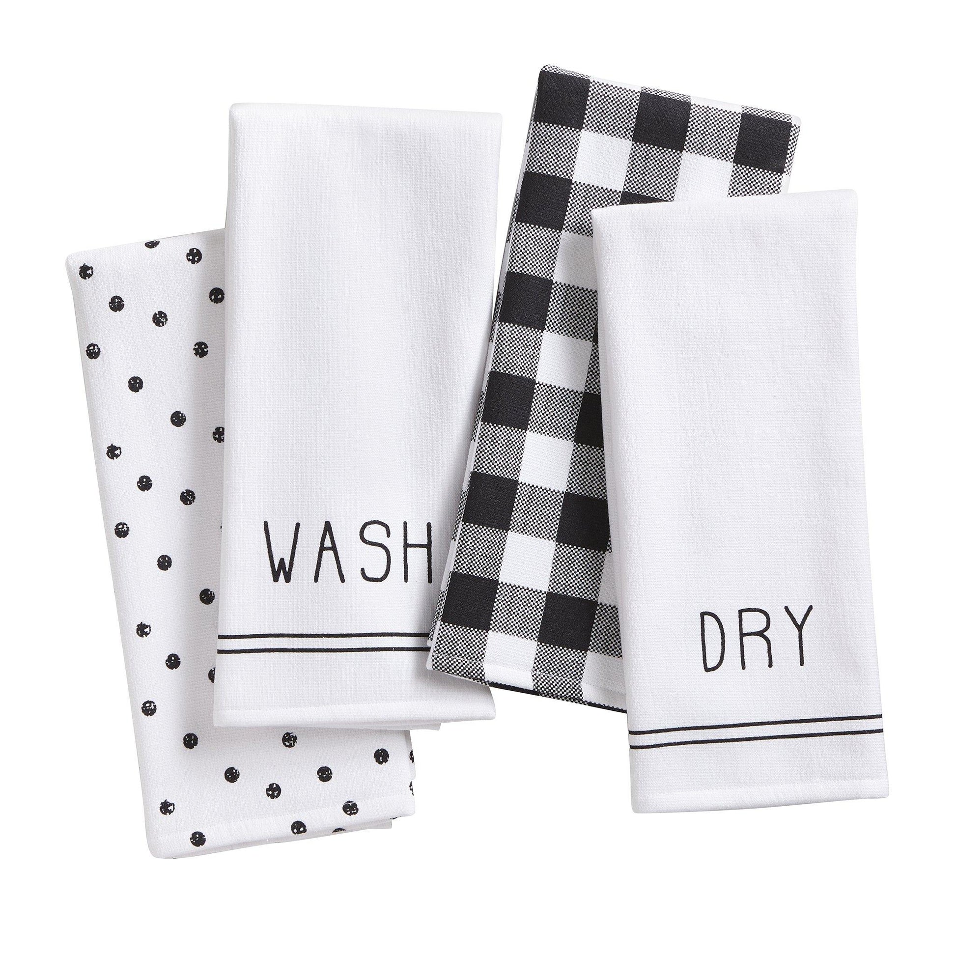 Black Checked Farmhouse Kitchen Towels, Set of 4