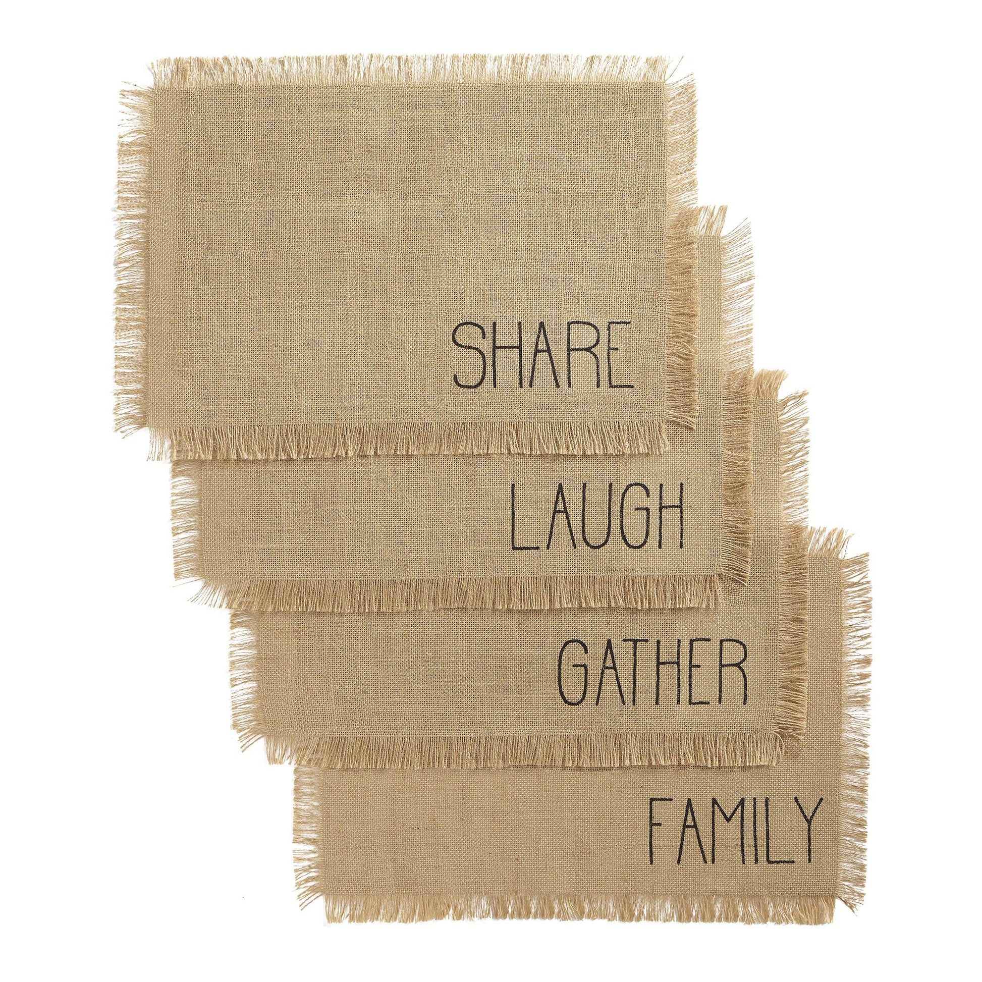 Farmhouse Living Sentiments Burlap Placemats, Set of 4